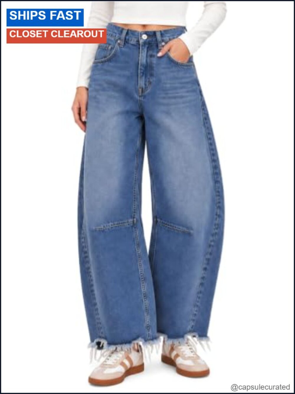 High Rise Barrel Jeans Women Boyfriend Baggy Ankle Denim Raw Hem